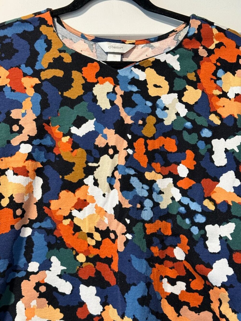 Vintage CJ Banks Fall Colors Abstract Print 3/4-Length Sleeve Tee